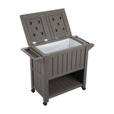 Furniture > Outdoor - Garden Bar Serving Cart with Cooler (Taupe) - Garden Yard