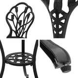Furniture > Outdoor - Gardeon 3PC Outdoor Setting Cast Aluminium Bistro Table Chair Patio Black - Garden Yard