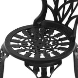 Furniture > Outdoor - Gardeon 3PC Outdoor Setting Cast Aluminium Bistro Table Chair Patio Black - Garden Yard