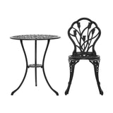 Furniture > Outdoor - Gardeon 3PC Outdoor Setting Cast Aluminium Bistro Table Chair Patio Black - Garden Yard