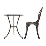 Furniture > Outdoor - Gardeon 3PC Outdoor Setting Cast Aluminium Bistro Table Chair Patio Bronze - Garden Yard