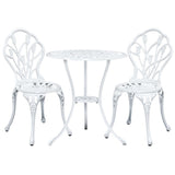 Furniture > Outdoor - Gardeon 3PC Outdoor Setting Cast Aluminium Bistro Table Chair Patio White - Garden Yard