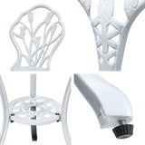 Furniture > Outdoor - Gardeon 3PC Outdoor Setting Cast Aluminium Bistro Table Chair Patio White - Garden Yard