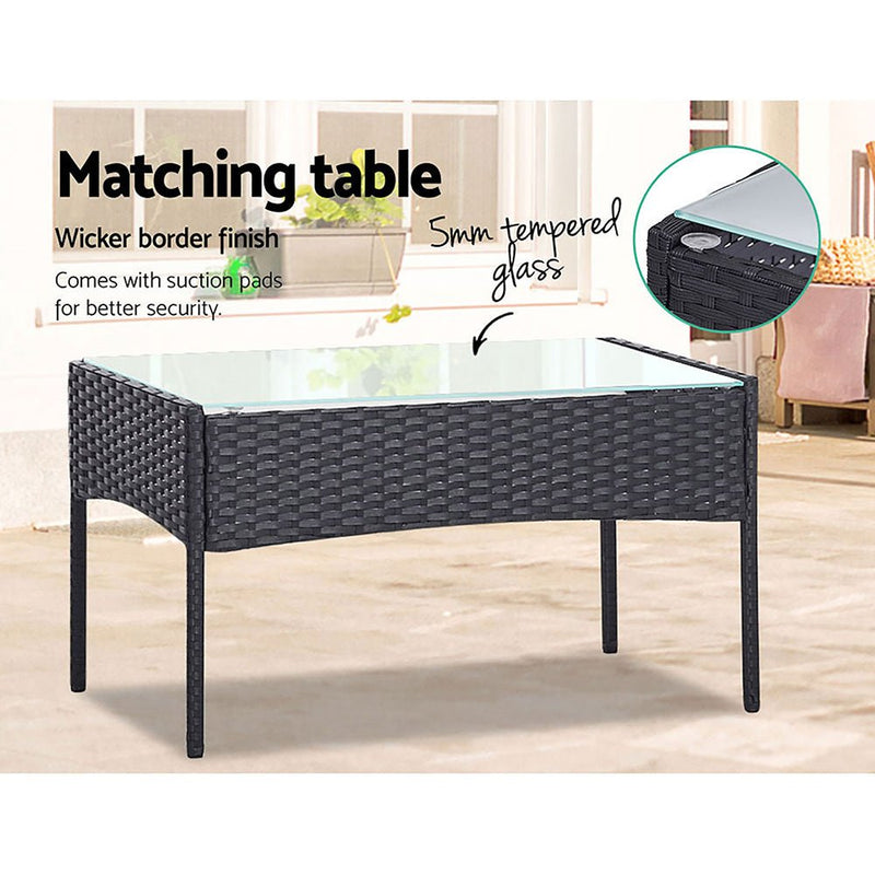 Furniture > Outdoor - Gardeon 4 - piece Outdoor Lounge Setting Wicker Patio Furniture Dining Set Grey - Garden Yard