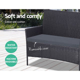 Furniture > Outdoor - Gardeon 4 - piece Outdoor Lounge Setting Wicker Patio Furniture Dining Set Grey - Garden Yard