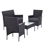 Furniture > Outdoor - Gardeon 4 - piece Outdoor Lounge Setting Wicker Patio Furniture Dining Set Grey - Garden Yard