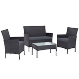 Furniture > Outdoor - Gardeon 4 - piece Outdoor Lounge Setting Wicker Patio Furniture Dining Set Grey - Garden Yard