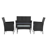 Furniture > Outdoor - Gardeon 4 - piece Outdoor Lounge Setting Wicker Patio Furniture Dining Set Grey - Garden Yard