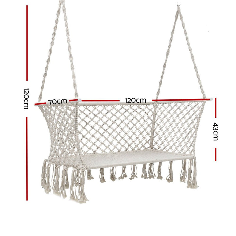 Furniture > Outdoor - Gardeon Camping Hammock Chair Patio 2 Person Swing Hammocks Double Portable Cream - Garden Yard