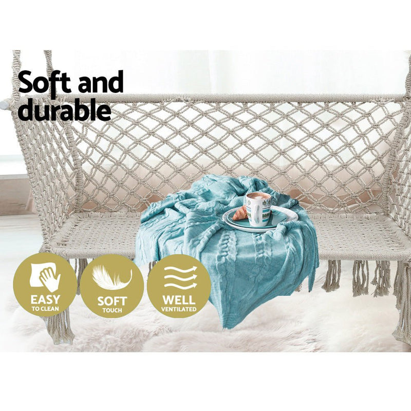 Furniture > Outdoor - Gardeon Camping Hammock Chair Patio 2 Person Swing Hammocks Double Portable Cream - Garden Yard