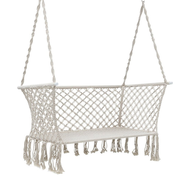 Furniture > Outdoor - Gardeon Camping Hammock Chair Patio 2 Person Swing Hammocks Double Portable Cream - Garden Yard