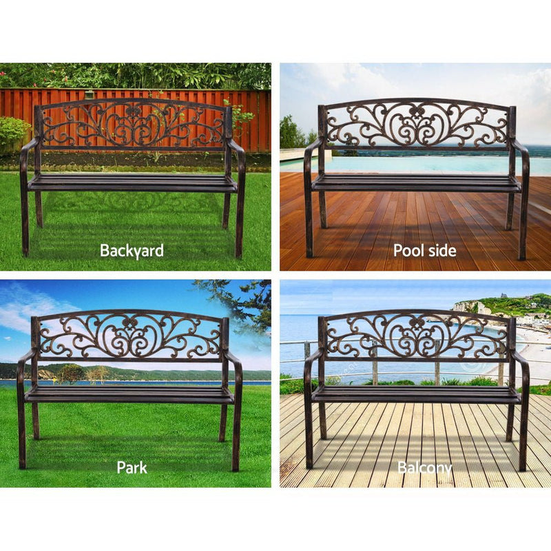 Furniture > Outdoor - Gardeon Cast Iron Garden Bench - Bronze - Garden Yard