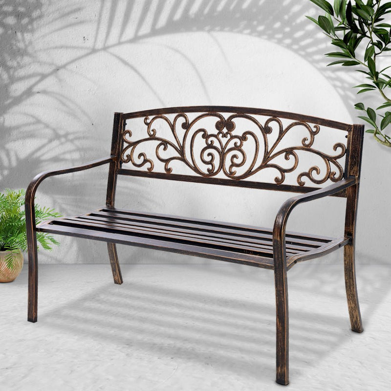 Furniture > Outdoor - Gardeon Cast Iron Garden Bench - Bronze - Garden Yard