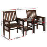 Furniture > Outdoor - Gardeon Garden Bench Chair Table Loveseat Wooden Outdoor Furniture Patio Park Charcoal Brown - Garden Yard