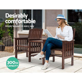 Furniture > Outdoor - Gardeon Garden Bench Chair Table Loveseat Wooden Outdoor Furniture Patio Park Charcoal Brown - Garden Yard
