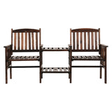Furniture > Outdoor - Gardeon Garden Bench Chair Table Loveseat Wooden Outdoor Furniture Patio Park Charcoal Brown - Garden Yard