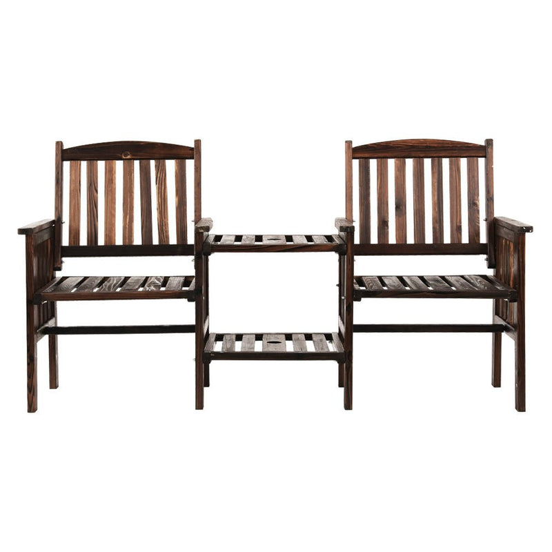 Furniture > Outdoor - Gardeon Garden Bench Chair Table Loveseat Wooden Outdoor Furniture Patio Park Charcoal Brown - Garden Yard