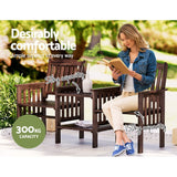Furniture > Outdoor - Gardeon Garden Bench Chair Table Loveseat Wooden Outdoor Furniture Patio Park Charcoal Brown - Garden Yard