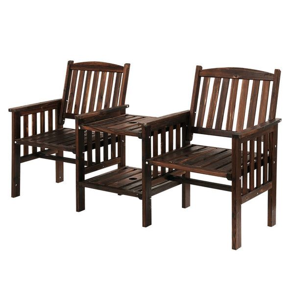 Furniture > Outdoor - Gardeon Garden Bench Chair Table Loveseat Wooden Outdoor Furniture Patio Park Charcoal Brown - Garden Yard