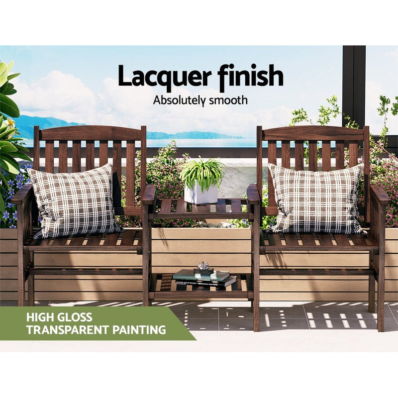 Furniture > Outdoor - Gardeon Garden Bench Chair Table Loveseat Wooden Outdoor Furniture Patio Park Charcoal Brown - Garden Yard