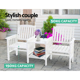 Furniture > Outdoor - Gardeon Garden Bench Chair Table Loveseat Wooden Outdoor Furniture Patio Park White - Garden Yard