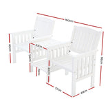 Furniture > Outdoor - Gardeon Garden Bench Chair Table Loveseat Wooden Outdoor Furniture Patio Park White - Garden Yard