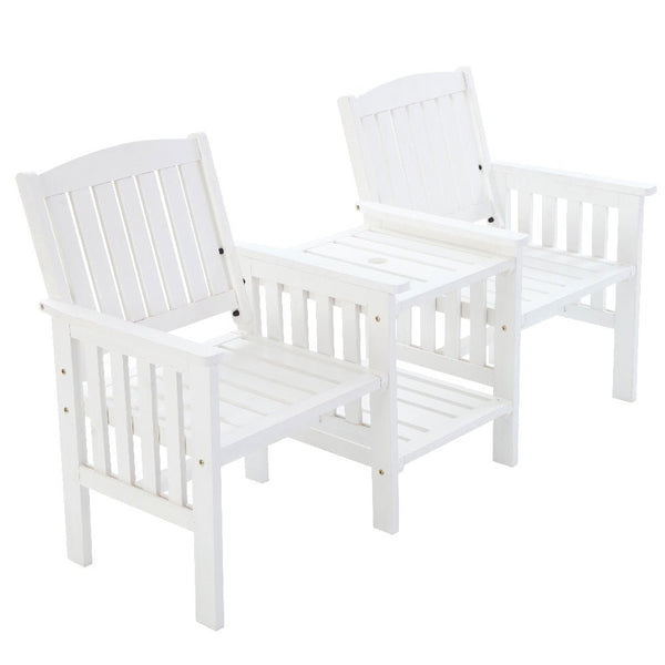 Furniture > Outdoor - Gardeon Garden Bench Chair Table Loveseat Wooden Outdoor Furniture Patio Park White - Garden Yard