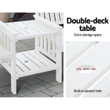 Furniture > Outdoor - Gardeon Garden Bench Chair Table Loveseat Wooden Outdoor Furniture Patio Park White - Garden Yard
