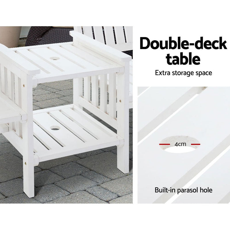 Furniture > Outdoor - Gardeon Garden Bench Chair Table Loveseat Wooden Outdoor Furniture Patio Park White - Garden Yard