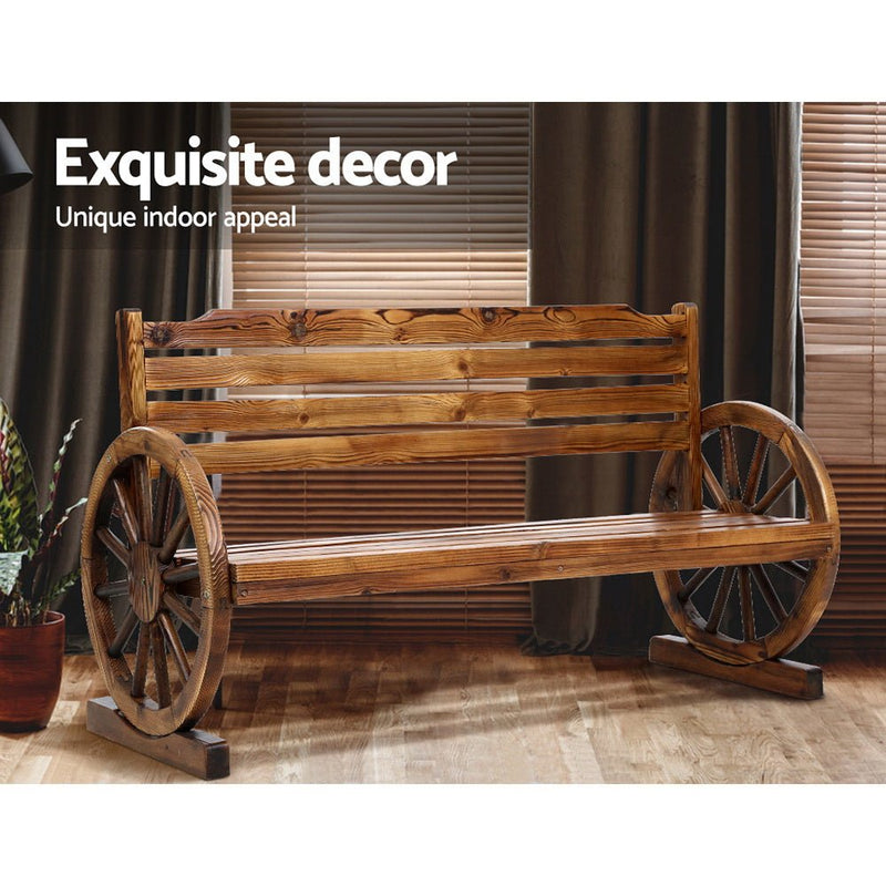 Furniture > Outdoor - Gardeon Garden Bench Wooden Wagon Chair 3 Seat Outdoor Furniture Backyard Lounge - Garden Yard