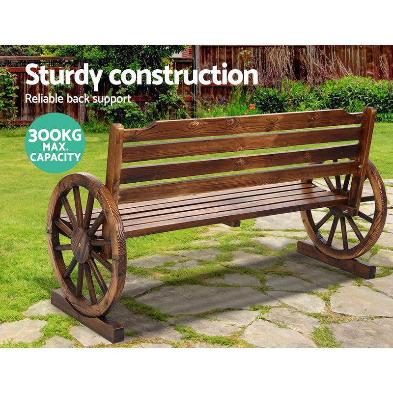 Furniture > Outdoor - Gardeon Garden Bench Wooden Wagon Chair 3 Seat Outdoor Furniture Backyard Lounge - Garden Yard