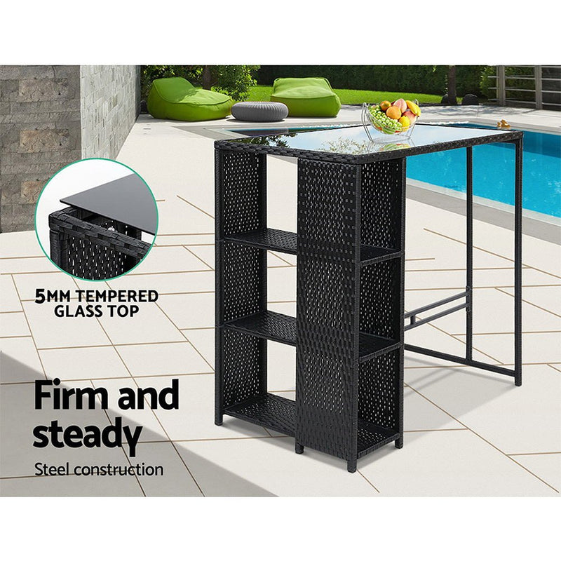 Furniture > Outdoor - Gardeon Outdoor Bar Set Table Stools Furniture Dining Chairs Wicker Patio Garden - Garden Yard
