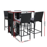 Furniture > Outdoor - Gardeon Outdoor Bar Set Table Stools Furniture Dining Chairs Wicker Patio Garden - Garden Yard