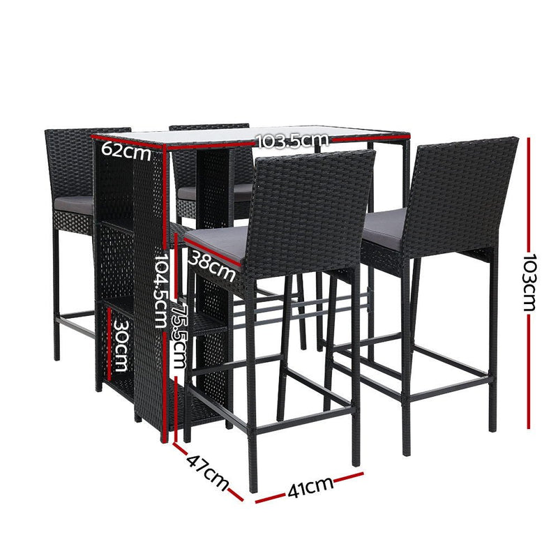 Furniture > Outdoor - Gardeon Outdoor Bar Set Table Stools Furniture Dining Chairs Wicker Patio Garden - Garden Yard