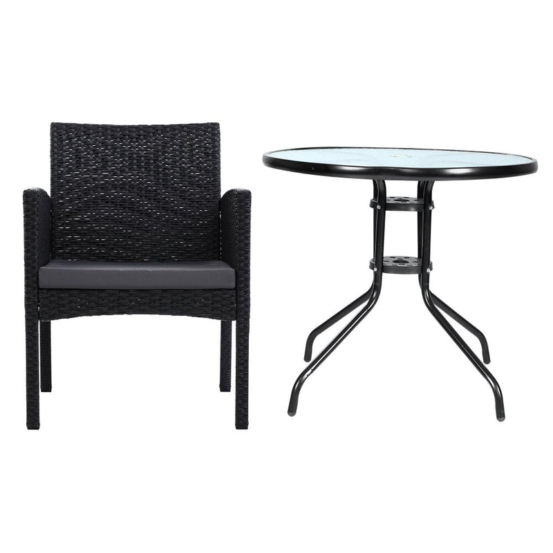 Furniture > Outdoor - Gardeon Outdoor Bistro Chairs Patio Furniture Dining Chair Wicker Garden Cushion Tea Coffee Cafe Bar Set - Garden Yard