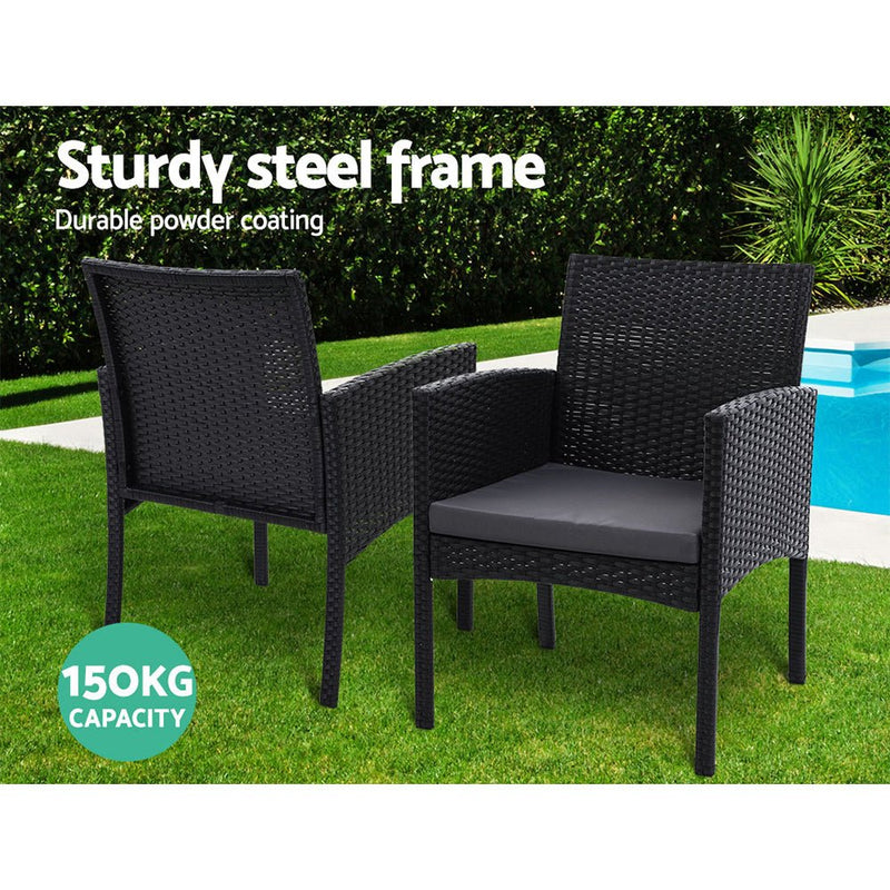 Furniture > Outdoor - Gardeon Outdoor Bistro Chairs Patio Furniture Dining Chair Wicker Garden Cushion Tea Coffee Cafe Bar Set - Garden Yard