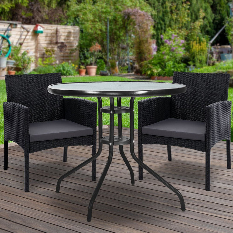 Furniture > Outdoor - Gardeon Outdoor Bistro Chairs Patio Furniture Dining Chair Wicker Garden Cushion Tea Coffee Cafe Bar Set - Garden Yard