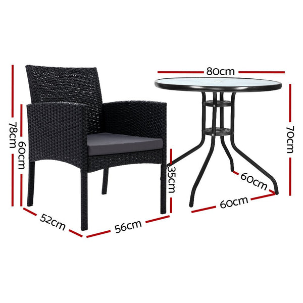 Furniture > Outdoor - Gardeon Outdoor Bistro Chairs Patio Furniture Dining Chair Wicker Garden Cushion Tea Coffee Cafe Bar Set - Garden Yard