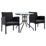 Furniture > Outdoor - Gardeon Outdoor Bistro Chairs Patio Furniture Dining Chair Wicker Garden Cushion Tea Coffee Cafe Bar Set - Garden Yard