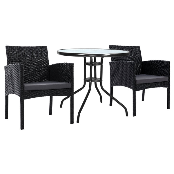 Furniture > Outdoor - Gardeon Outdoor Bistro Chairs Patio Furniture Dining Chair Wicker Garden Cushion Tea Coffee Cafe Bar Set - Garden Yard