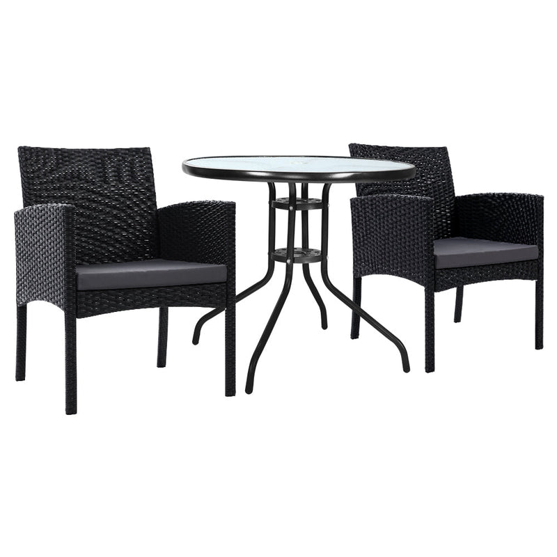 Furniture > Outdoor - Gardeon Outdoor Bistro Chairs Patio Furniture Dining Chair Wicker Garden Cushion Tea Coffee Cafe Bar Set - Garden Yard