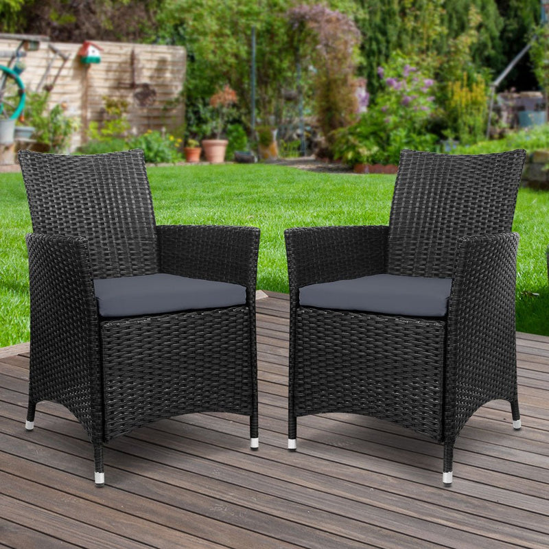 Furniture > Outdoor - Gardeon Outdoor Dining Chairs Patio Furniture Wicker Garden Cushion Idris 2PC - Garden Yard