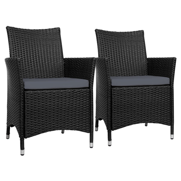 Furniture > Outdoor - Gardeon Outdoor Dining Chairs Patio Furniture Wicker Garden Cushion Idris 2PC - Garden Yard