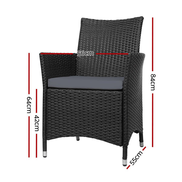 Furniture > Outdoor - Gardeon Outdoor Dining Chairs Patio Furniture Wicker Garden Cushion Idris 2PC - Garden Yard
