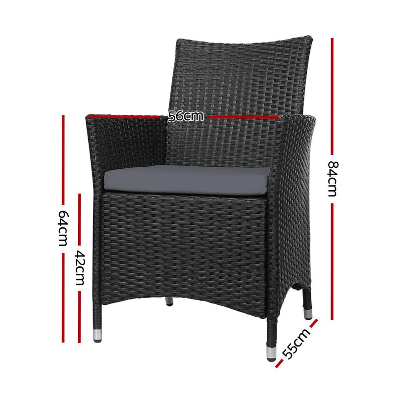 Furniture > Outdoor - Gardeon Outdoor Dining Chairs Patio Furniture Wicker Garden Cushion Idris 2PC - Garden Yard