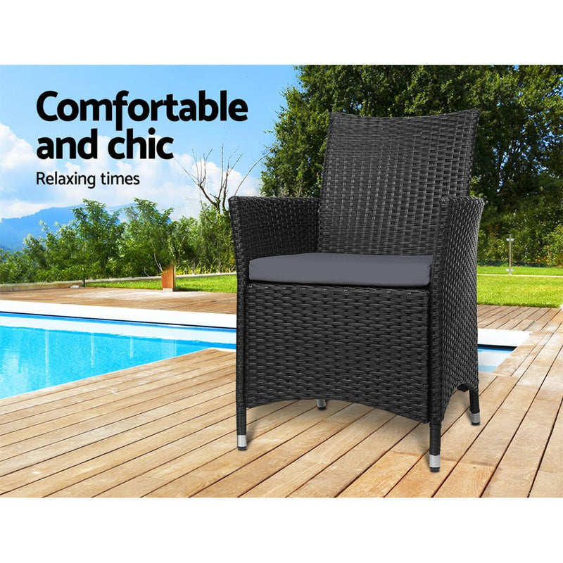 Furniture > Outdoor - Gardeon Outdoor Dining Chairs Patio Furniture Wicker Garden Cushion Idris 2PC - Garden Yard