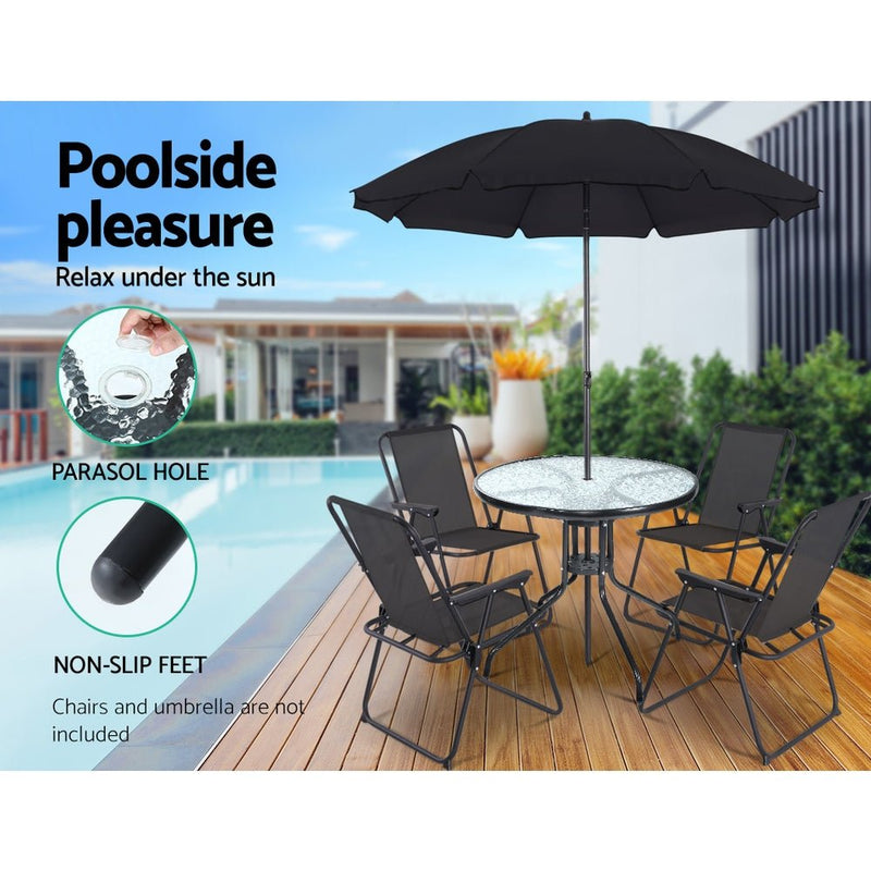 Furniture > Outdoor - Gardeon Outdoor Dining Table Bar Setting Steel Glass 70CM - Garden Yard