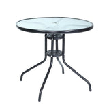 Furniture > Outdoor - Gardeon Outdoor Dining Table Bar Setting Steel Glass 70CM - Garden Yard