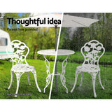 Furniture > Outdoor - Gardeon Outdoor Furniture Chairs Table 3pc Aluminium Bistro White - Garden Yard