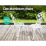 Furniture > Outdoor - Gardeon Outdoor Furniture Chairs Table 3pc Aluminium Bistro White - Garden Yard